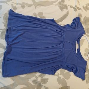 Blue short-sleeve top | Chest cutout